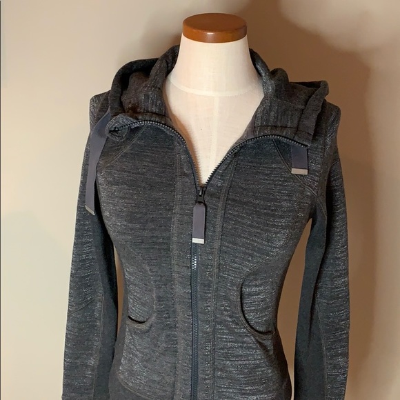 Zella Full Zip Metallic Gray Hooded Jacket - Picture 5 of 16